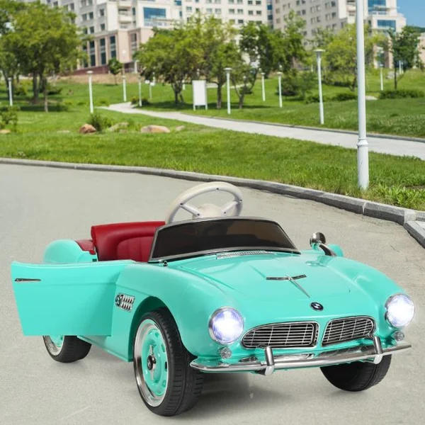 Voiture Électrique pour Enfants 12V Sous Licence Bmw 507 Télécommande 2,4G Feux Avant/arrière Petites Roues pour Les 3 à 8 Ans Vert