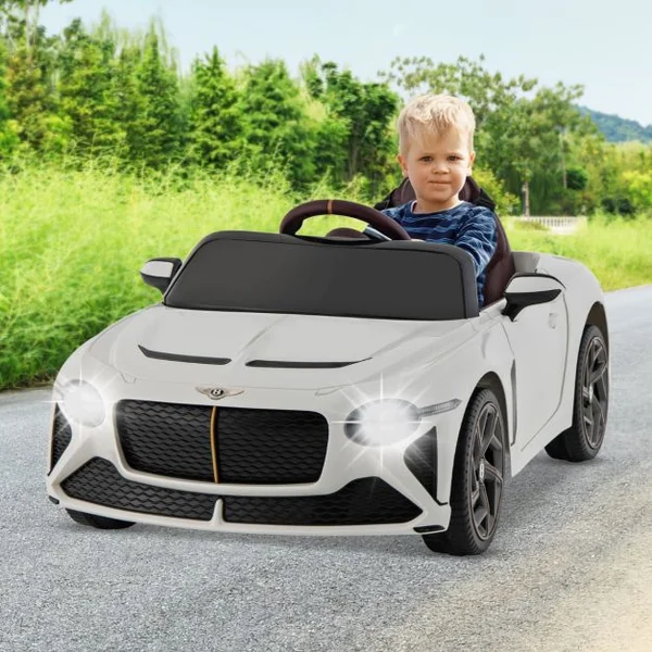 Voiture Électrique Sous Licence Bentley Bacalar Véhicule pour Enfants Alimenté Par Batterie avec Télécommande Portes en Ciseaux Suspension Lumières Led Blanc