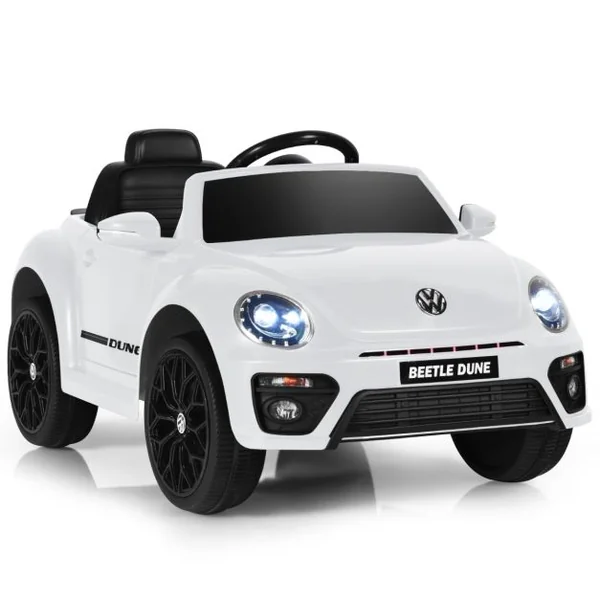 Volkswagen Beetle Voiture Électrique 12V/4,5 Ah pour Enfants 3-8 Ans Télécommande 2.4G LED USB Radio Klaxon Blanc/Rose/Rouge