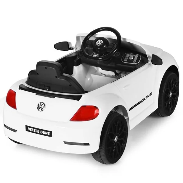 Volkswagen Beetle Voiture Électrique 12V/4,5 Ah pour Enfants 3-8 Ans Télécommande 2.4G LED USB Radio Klaxon Blanc/Rose/Rouge