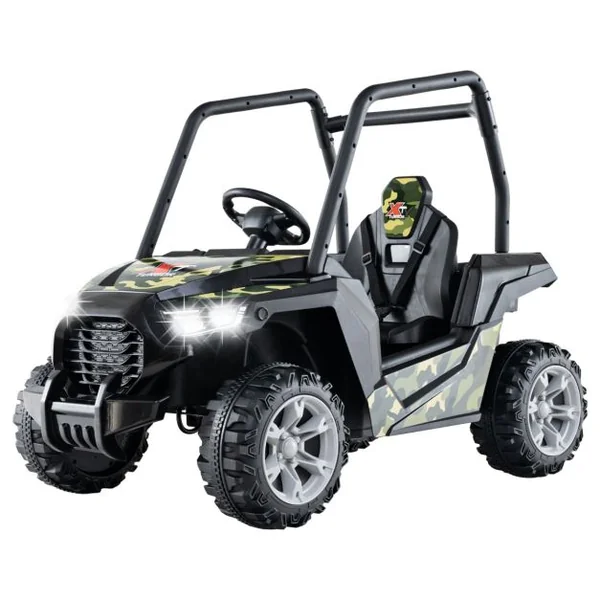 Véhicule Buggy 24 V pour Enfants de 3 à 8 Ans Télécommande 3 Vitesses 2 Suspensions à Ressort Démarrage Lent Harnais à 3 Points Rouge/Gris
