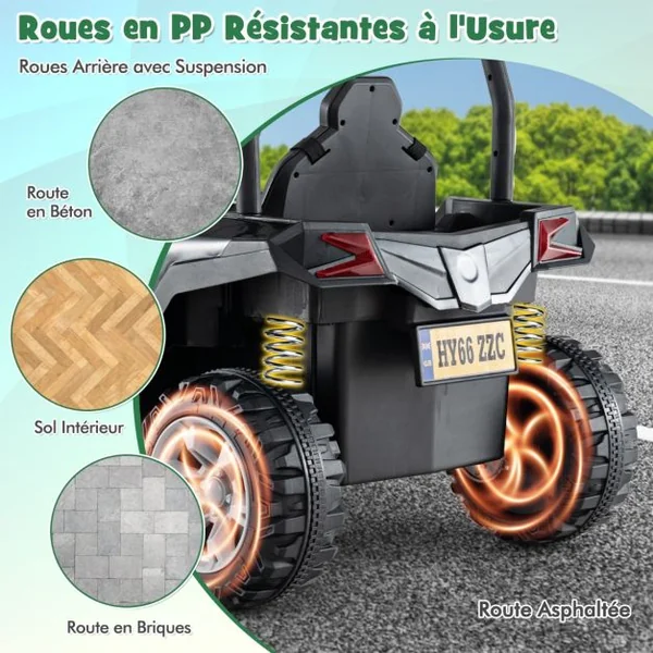 Véhicule Buggy 24 V pour Enfants de 3 à 8 Ans Télécommande 3 Vitesses 2 Suspensions à Ressort Démarrage Lent Harnais à 3 Points Rouge/Gris