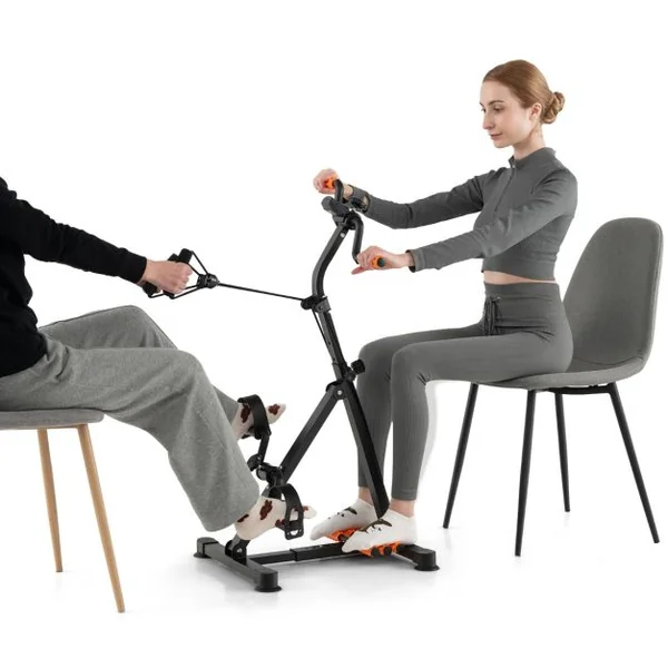 Vélo D'appartement à Pédales Résistance Réglable avec Massage Affichage du Temps Décompte Calories et Distance Exercice des Jambes et Bras 4 Hauteurs