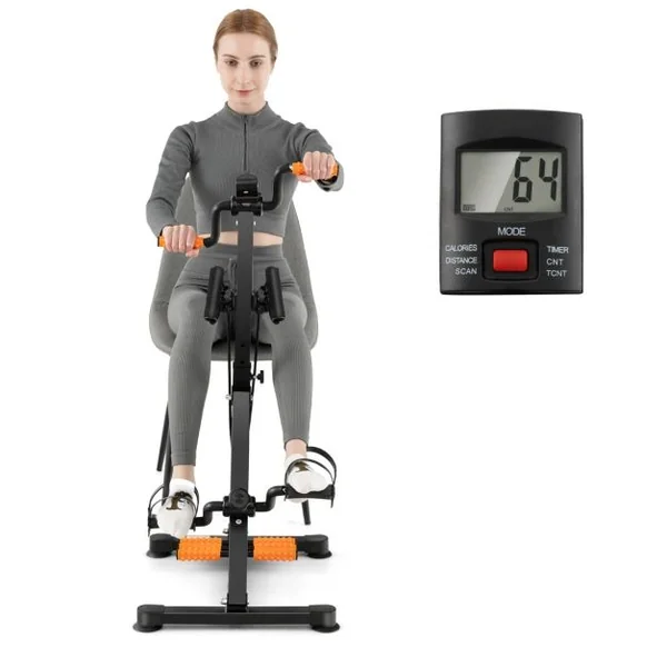 Vélo D'appartement à Pédales Résistance Réglable avec Massage Affichage du Temps Décompte Calories et Distance Exercice des Jambes et Bras 4 Hauteurs
