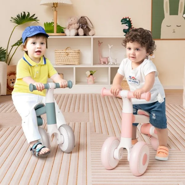Vélo d'équilibre Pliable pour Bébé 1-3 Ans avec Hauteur Réglable(24-27cm) Draisienne Enfants avec Direction Limitée 135°Charge 25kg Rose