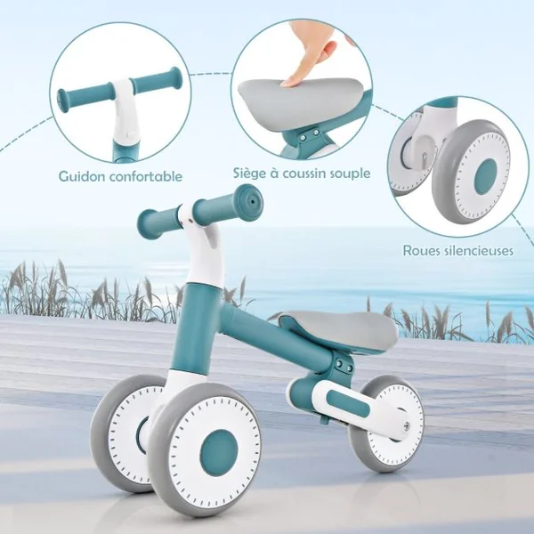 Vélo d'équilibre Pliable pour Bébé 1-3 Ans avec Hauteur Réglable(24-27cm) Draisienne Enfants avec Direction Limitée 135°Charge 25kg Rose