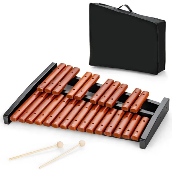 Xylophone 25 Notes Glockenspiel Éducatif en Bois avec 2 Maillets et Sac de Transport pour Enfants/Adulte Marron et Noir