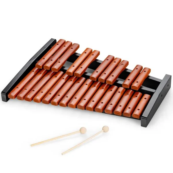 Xylophone 25 Notes Glockenspiel Éducatif en Bois avec 2 Maillets et Sac de Transport pour Enfants/Adulte Marron et Noir