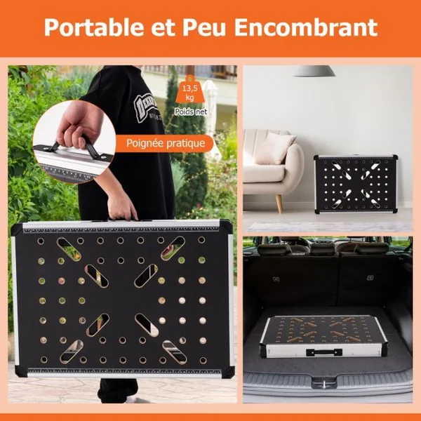 Établi Pliable avec 2 Pinces et 4 Serrages Table de Travail Portable avec 3 Boîtes à Outils Banc de Menuiserie Charge 454KG pour Garage Orange