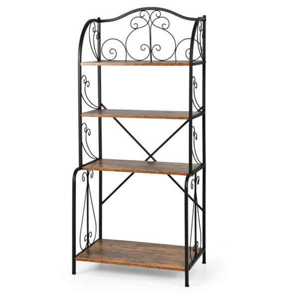 Étagère de cuisine à 4 niveaux en métal Style industriel Charge 20KG, 66,5 x 42 x 152,5 cm Marron