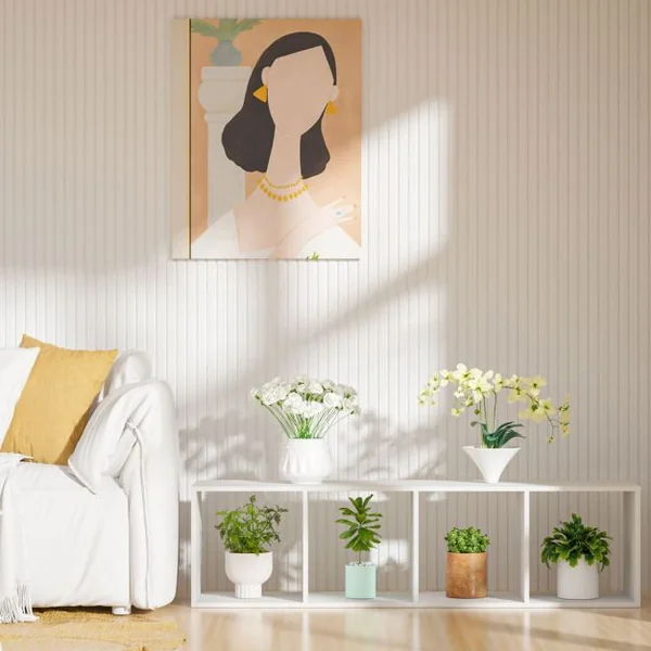 Étagère de Rangement 4 Niveaux avec Dispositif Anti-basculement pour Salon Chambre à Coucher Bureau