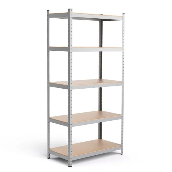 Étagère de Rangement 91x46x183CM avec 5 Tablettes Chaque Charge 175KG en Métal et Bois Argent