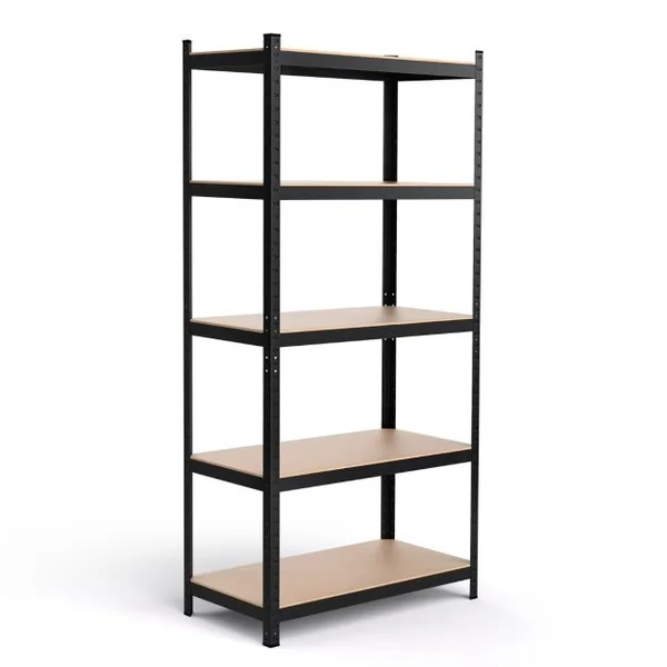 Étagère de Rangement 91x46x183CM avec 5 Tablettes Chaque Charge 175KG en Métal et Bois Noir