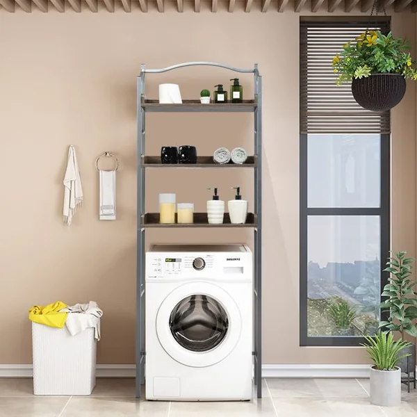 Étagère de Salle de Bain Dessus Toilettes à 3 Niveaux avec Tablettes Réglables 61 x 22,5 x 167,5 cm Charge 10 kg