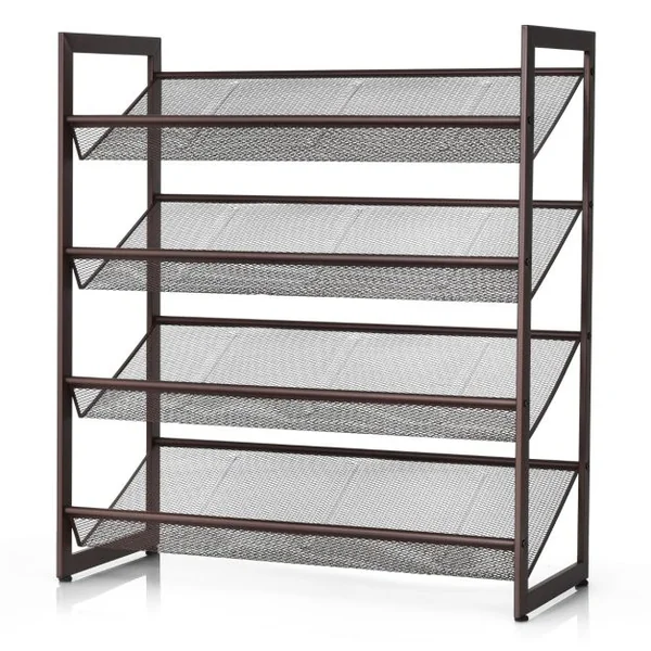Étagère Meuble à Chaussures en Métal à 4 Niveaux avec 2 Modes de Placement Porte-Chaussures pour Salon Entrée et Vestiaire