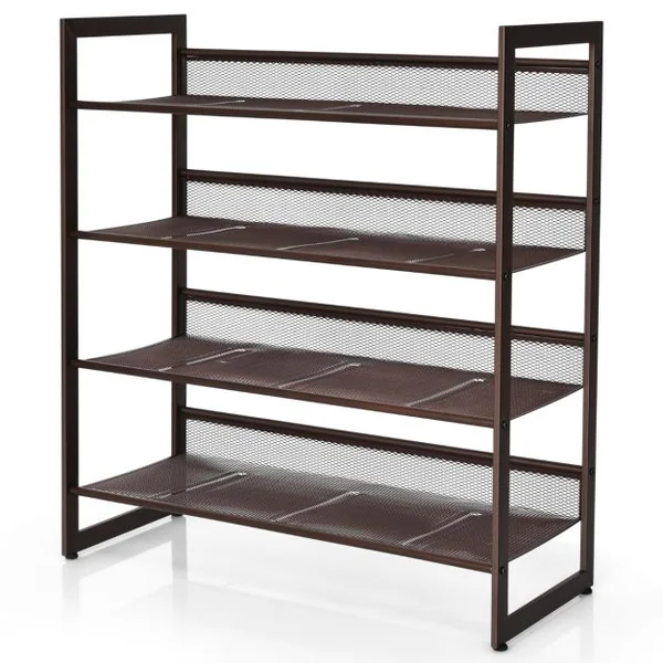 Étagère Meuble à Chaussures en Métal à 4 Niveaux avec 2 Modes de Placement Porte-Chaussures pour Salon Entrée et Vestiaire