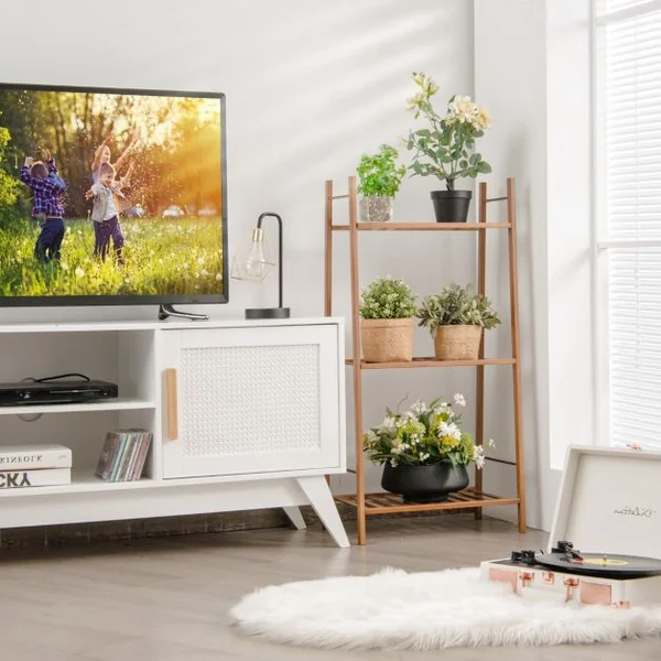 Étagère pour Plantes en Bambou à 3 Niveaux 49 x 31 x 98 CM Étagère de Rangement/Porte Plantes pour Jardin Salon Marron