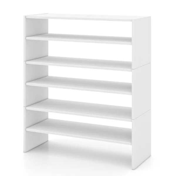 Étagère à Chaussures 3 Pièces Meuble de Rangement à 2 Niveaux sur Pied Idéal pour l'Entrée Couloir Salle de Bain Salon Blanc
