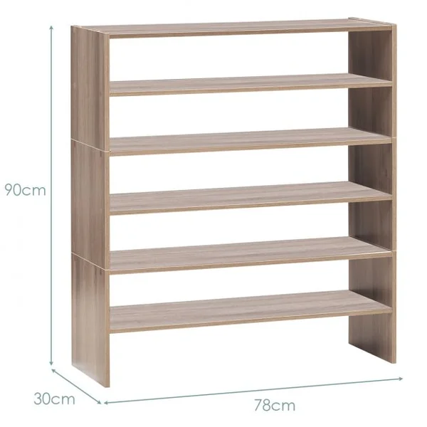 Étagère à Chaussures 3 Pièces, Meuble de Rangement à 2 Niveaux sur Pied Idéal pour l'Entrée Couloir Salle de Bain Salon Noyer