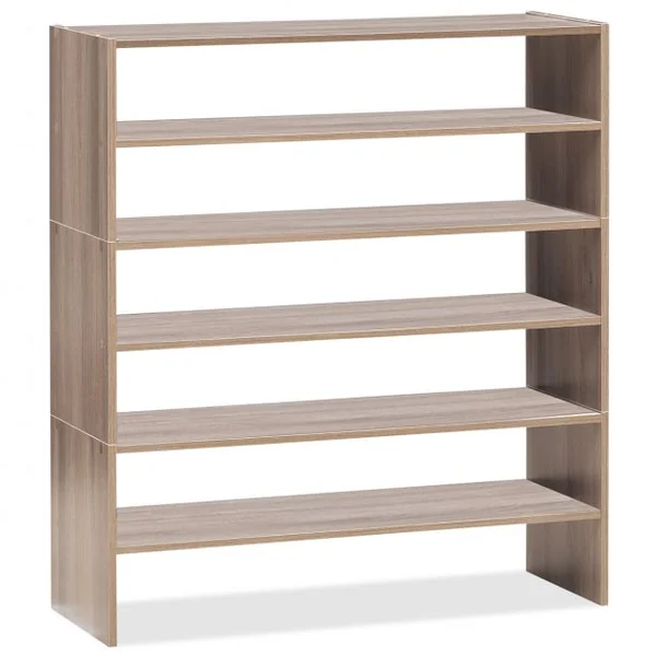 Étagère à Chaussures 3 Pièces, Meuble de Rangement à 2 Niveaux sur Pied Idéal pour l'Entrée Couloir Salle de Bain Salon Noyer