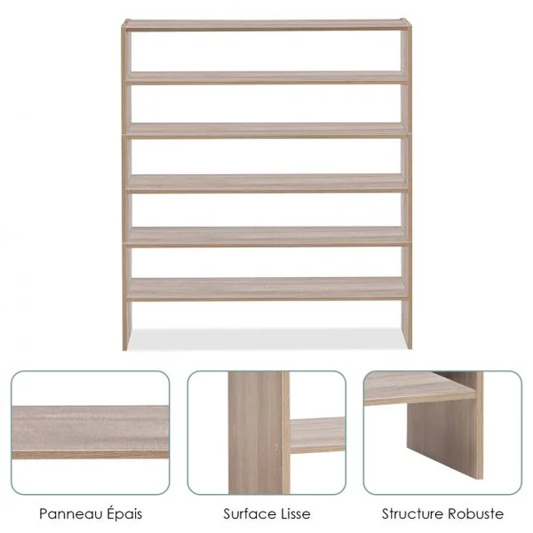 Étagère à Chaussures 3 Pièces, Meuble de Rangement à 2 Niveaux sur Pied Idéal pour l'Entrée Couloir Salle de Bain Salon Noyer