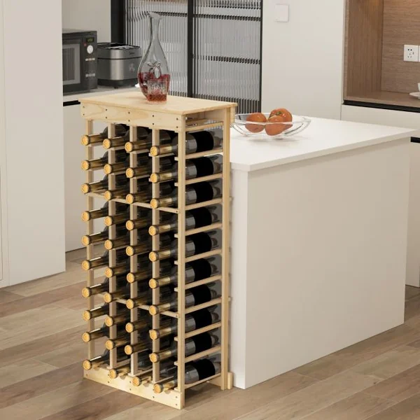 Étagère à Vin pour 40 Bouteilles sur Pied à 10 Niveaux Naturel