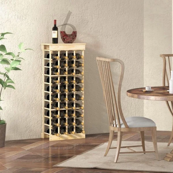 Étagère à Vin pour 40 Bouteilles sur Pied à 10 Niveaux Naturel