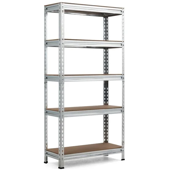 Étagères de Rangement En Métal à 5 Niveaux Support Industriel Robuste avec Etagères Réglables Etagère de Rangement 75 x 30 x 150 CM Argent