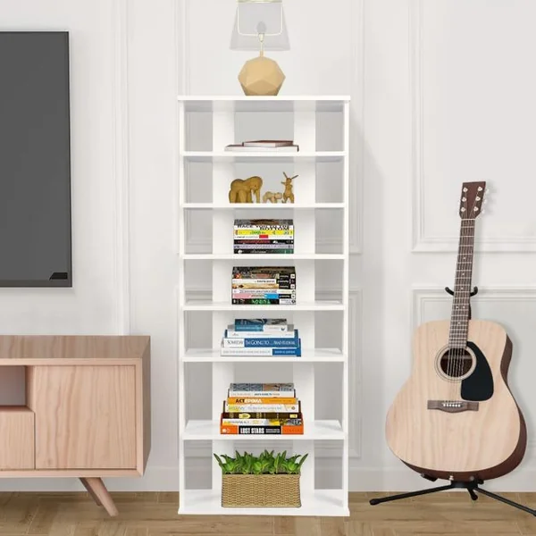 Étagères/Meuble à Chaussures à 7 Niveaux 45 x 25 x 110 cm Porte-chaussures pour Entrée Couloir Salon Chambre Blanc