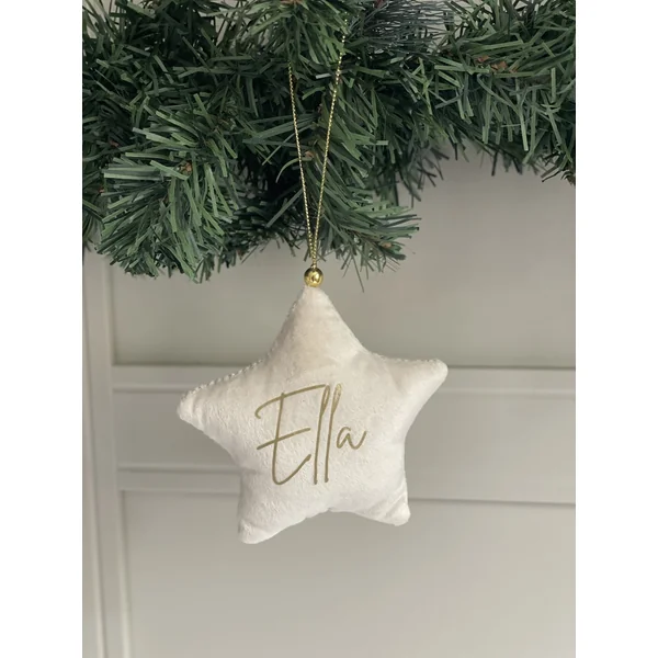 Étoile de Noël en velours personnalisée - Décoration avec prénom