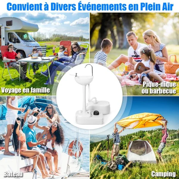 Évier à Main Portable Station de Lavage Des Mains avec Commande Au Pied avec Réservoir D'eau Douce de 17 L Roues Porte-serviettes