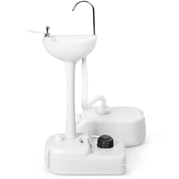 Évier à Main Portable Station de Lavage Des Mains avec Commande Au Pied avec Réservoir D'eau Douce de 17 L Roues Porte-serviettes